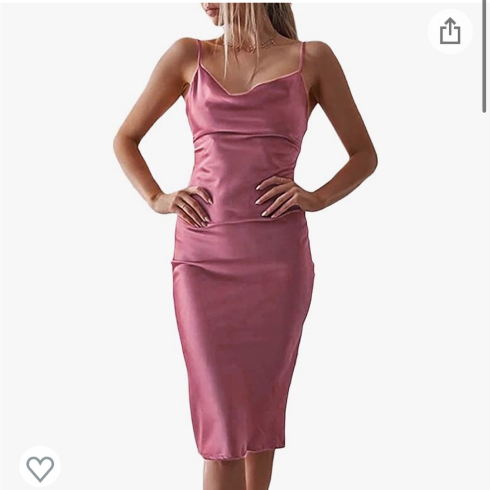 xxxiticat Women's Sleeveless Spaghetti Strap Satin Dress